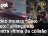 Veja vídeo que mostra Gato Preto subindo em Porsche destruído e ameaçando vítima após acidente