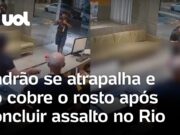 Veja Vídeo – Ladrão se atrapalha, derruba itens e não consegue cobrir o rosto durante assalto