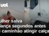Veja Vídeo – Mulher salva criança segundos antes de caminhão sem freio invadir calçada em PE; veja