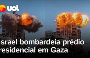 Veja Vídeo – Israel bombardeia prédio residencial em Gaza; vídeo mostra míssil atingindo arranha-céu