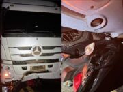 De motocicleta, homem bate contra caminhão e morre em Barra do Bugres