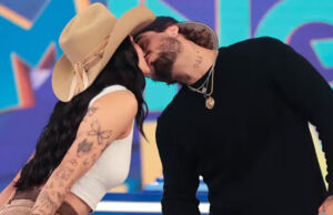 Ana Castela e Zé Felipe trocam beijo em gravação do Domingo Legal: ‘Juntos!’