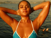 Bella Campos curte passeio de barco e se declara ao Rio: ‘Valeu a pena vender tudo’