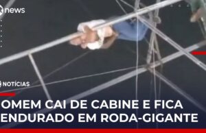 Veja Vídeo – Jovem cai de roda-gigante e fica pendurando em estrutura no Acre; veja