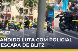 Veja Vídeo – Flagra: Suspeitos escapam de blitz após luta com policial no RJ; veja