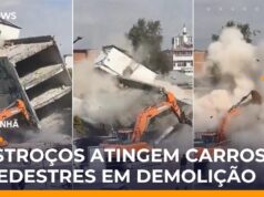 Veja Vídeo – Prédio é demolido sem isolamento e destroços atingem pedestres e carros na Turquia