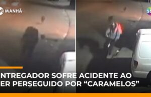 Veja Vídeo – Flagra: “Gangue do caramelo” persegue e entregador sofre acidente em SP
