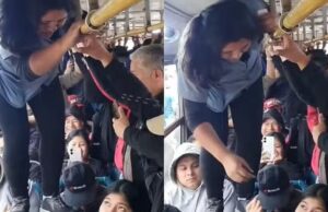 Veja Vídeo – Cobradora escala assentos para cobrar passagens em ônibus lotado e viraliza; veja