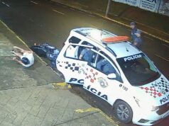 Veja Vídeo – Motociclista embriagado bate em viatura da polícia parada em Araçatuba (SP)