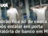 Veja Vídeo – Ladrão entala em porta giratória e fica de cueca em invasão a banco em Minas Gerais; veja