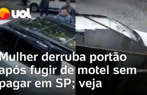 Veja Vídeo – Mulher foge de motel sem pagar, derruba portão, bate em carros e é presa em SP