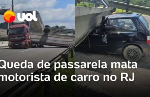 Veja Vídeo – Caminhão derruba passarela e mata motorista de carro em rodovia no Rio; veja