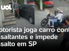Veja Vídeo – Motorista joga carro contra assaltantes em moto após presenciar roubo em São Paulo; veja