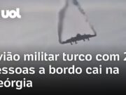 Veja Vídeo – Avião militar turco com 20 pessoas a bordo cai na Geórgia; veja momento do acidente
