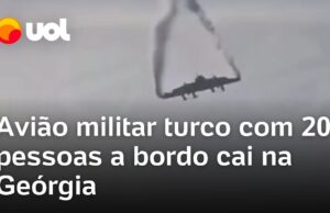 Veja Vídeo – Avião militar turco com 20 pessoas a bordo cai na Geórgia; veja momento do acidente
