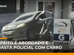 Veja Vídeo – Flagra: Suspeito tenta fugir e arrasta policial com carro em posto de gasolina