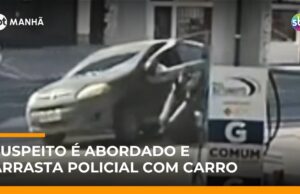 Veja Vídeo – Flagra: Suspeito tenta fugir e arrasta policial com carro em posto de gasolina