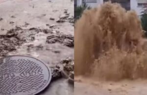 Veja Vídeo – Que nojo! Esgoto jorra de bueiros e causa horror a moradores na Espanha; veja