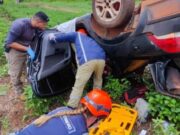 Capotamento na MT-242 deixa 5 feridos e mobiliza helicóptero do Ciopaer