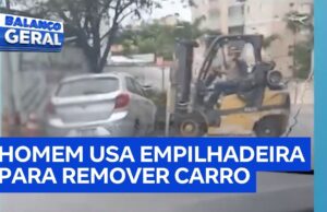 Veja Vídeo – Empresário usa empilhadeira para remover carro estacionado em frente a empresa; veja