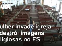 Veja Vídeo – Mulher invade igreja e destrói imagens religiosas no ES
