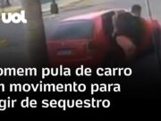 Veja Vídeo – Homem amarrado e amordaçado pula de carro em movimento para fugir de sequestro no Ceará