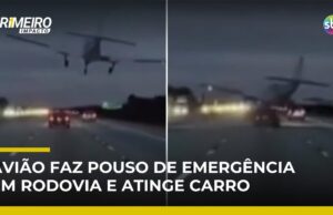 Veja Vídeo – Avião atinge carro em rodovia nos EUA durante pouso de emergência; veja