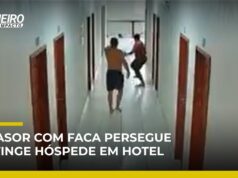Veja Vídeo – Homem invade hotel com faca e atinge hóspede; motivação é desconhecida; veja