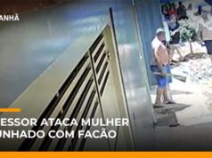Veja Vídeo – Homem ataca esposa e cunhado com facão; agressor é preso em flagrante em SP
