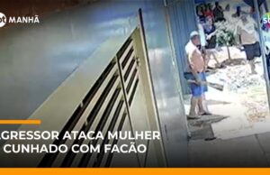 Veja Vídeo – Homem ataca esposa e cunhado com facão; agressor é preso em flagrante em SP