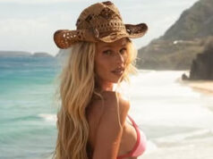 Yasmin Brunet exibe boa forma em praia de Fernando de Noronha: ‘Noronha te amo’