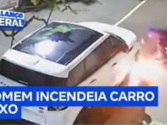 Veja Vídeo – Homem joga combustível e incendeia carro de luxo estacionado em rua de SP; veja