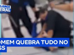 Veja Vídeo – Segurado quebra computadores e vidraças do INSS em surto de fúria; veja
